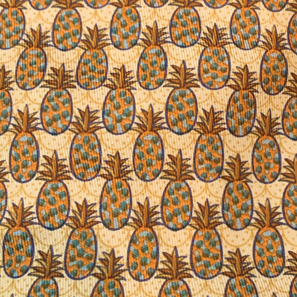 Gold yellow Authentic Hermes silk Pineapple tie